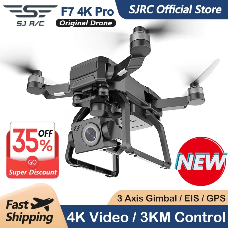 Drone Gimbal - カメラ付きプロフェッショナルブラシレスクワッドコプター,4k pro,GPS, HD, 5g,wifi,fpv,3km, 3軸,ジンバル,eis,折りたたみ式,SJRC-F7