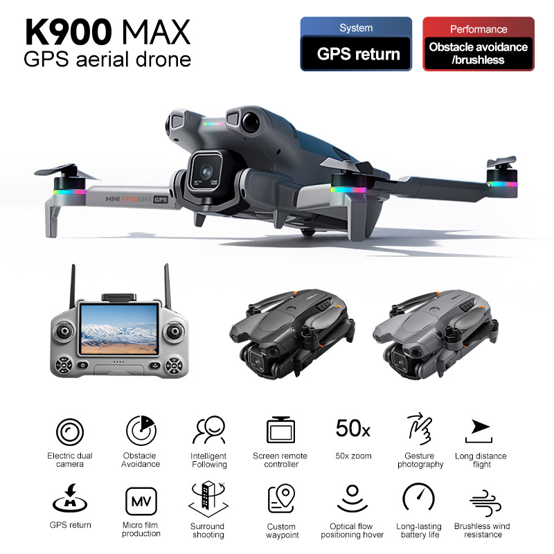 K900 Maxドローンキット 4.5インチスクリーンリモコ - Drone Gps Mount のレビューと価格